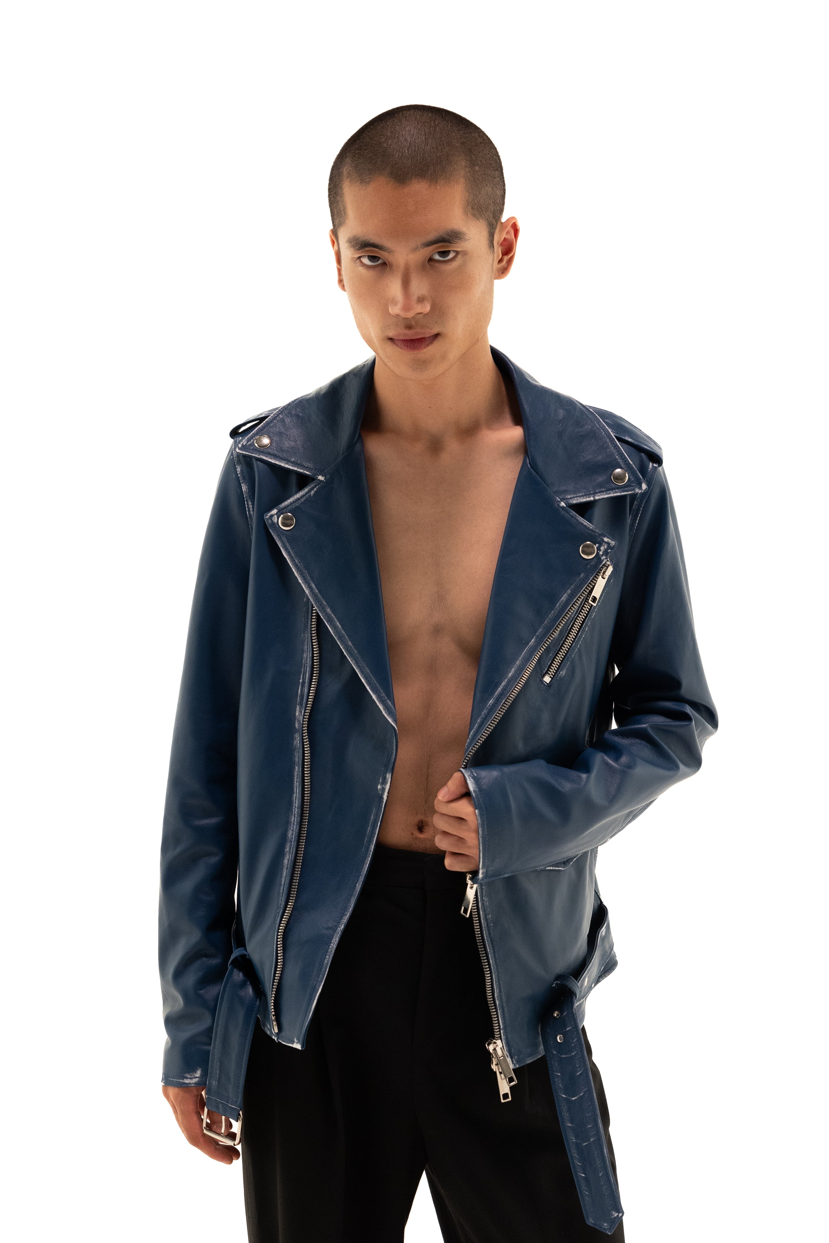 Profondo Blue Leather Jacket – Milano Pinardi